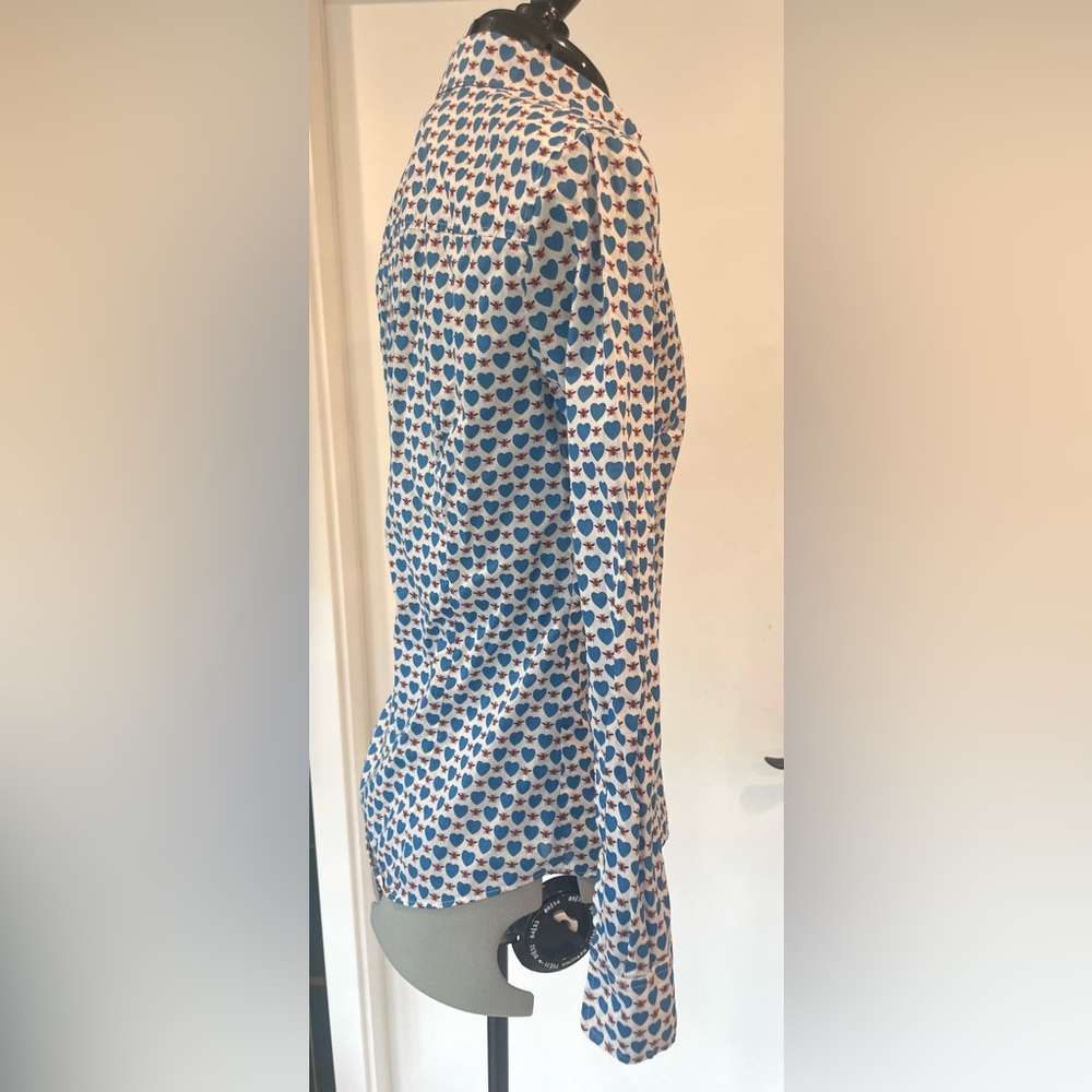 J. Crew Blue and White Heart Pattern Shirt - Picture 5 of 9